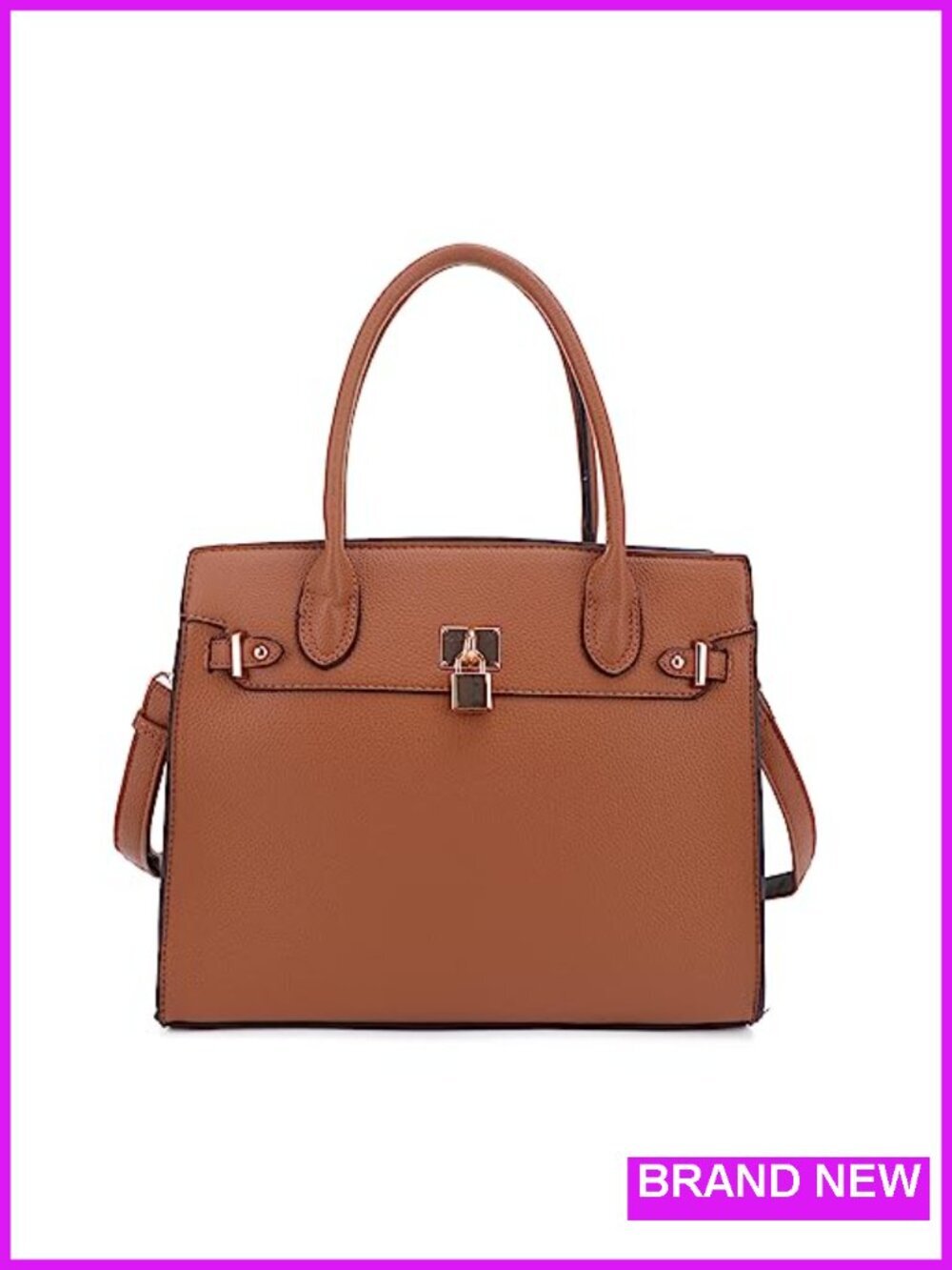 Concealed Carry Satchel Purse Faux Leather Lockable Pocket Adjustable Strap